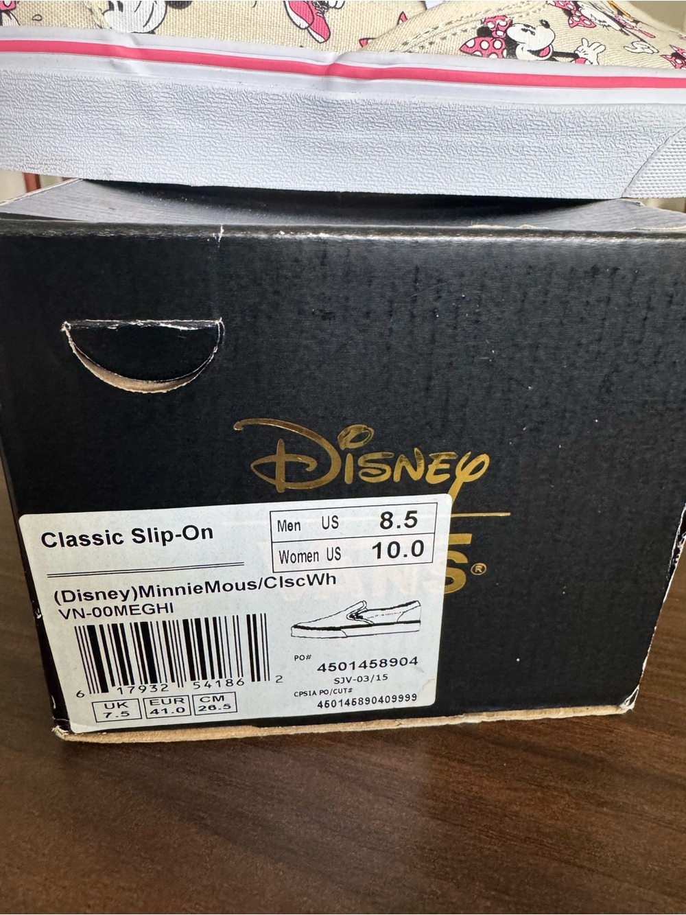 Vans Slip-On Sneakers - Beige Minnie Mouse Print 8.5M 10W - Picture 7 of 10